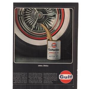 Gulf Oil Motor Oil Advertisement Vintage 1964 Automobile Petroliana Gulfpride